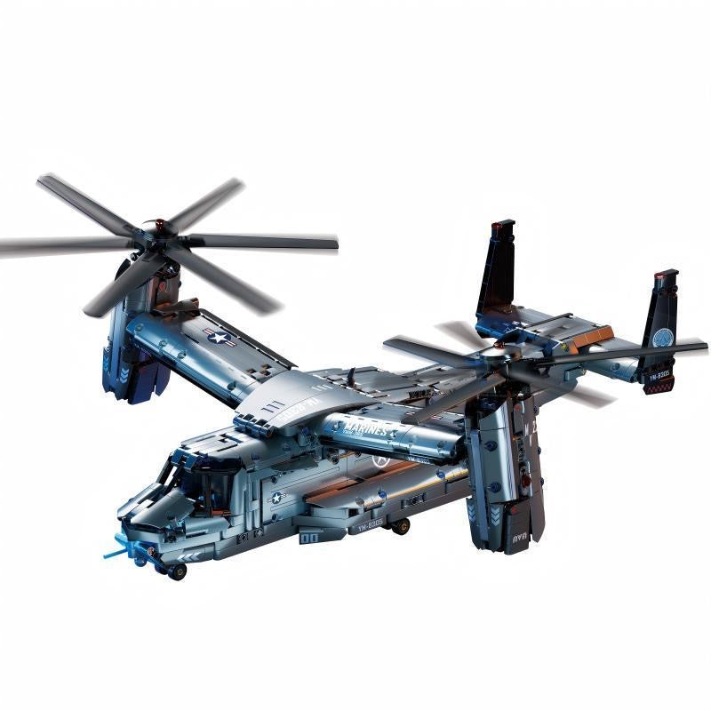 V-22 Osprey Tiltrotor Aircraft Building Block Set – 1480 Pcs | 70.7cm | 360° Rotating Propellers & Sliding Landing Gear