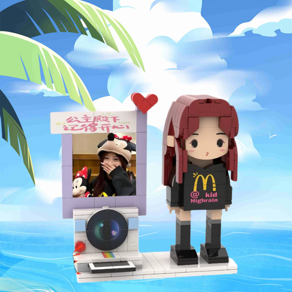 Custom Minifigure Photo Frame – Personalized Brick Figure with Your Photo