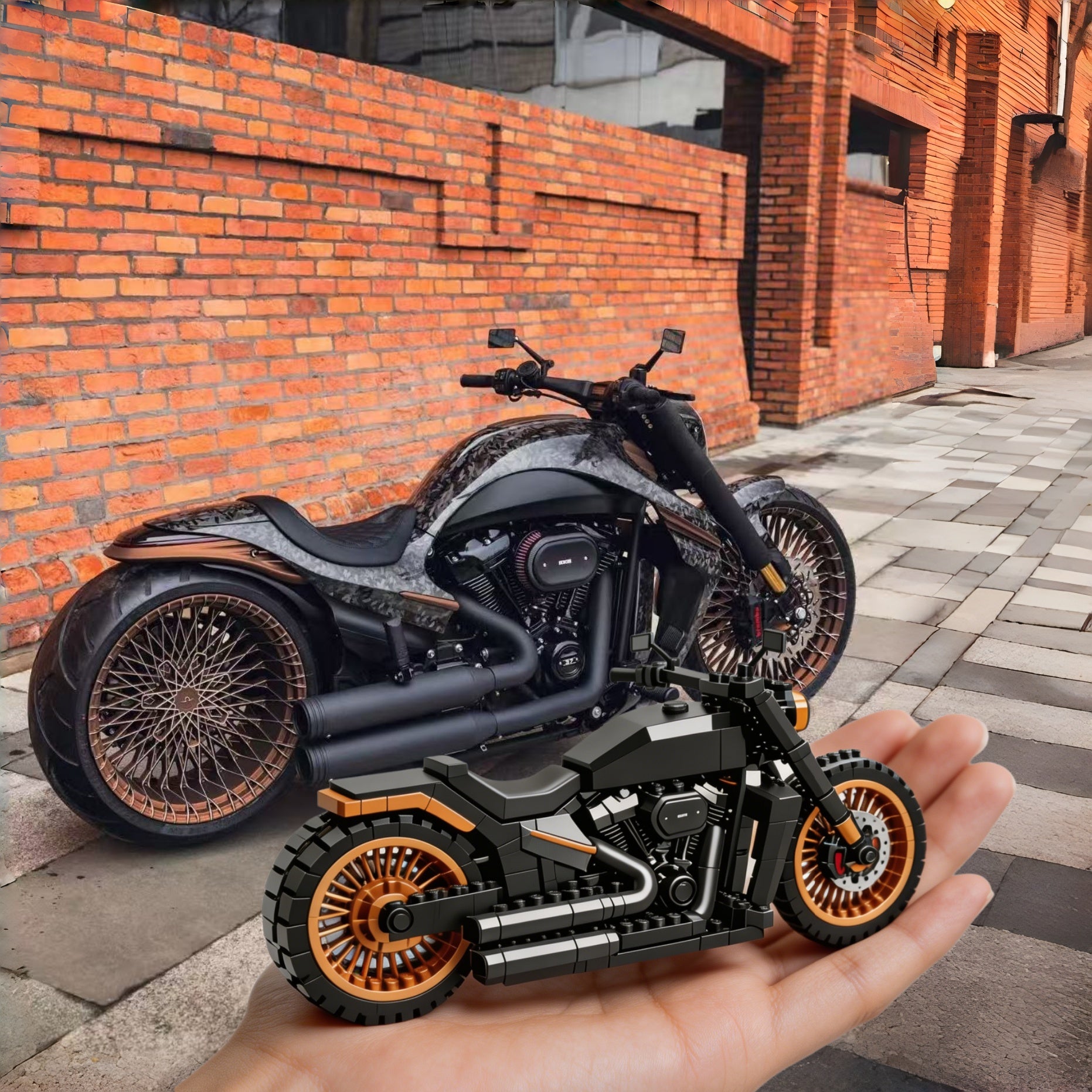 Custom Motorcycle Brick Set — Built From Your Photo