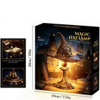 Magic Hat Lamp Building Block Set – Wizard Hat LED Desk Lamp with Gold Chain Star Pendants | 26cm | Ages 8+