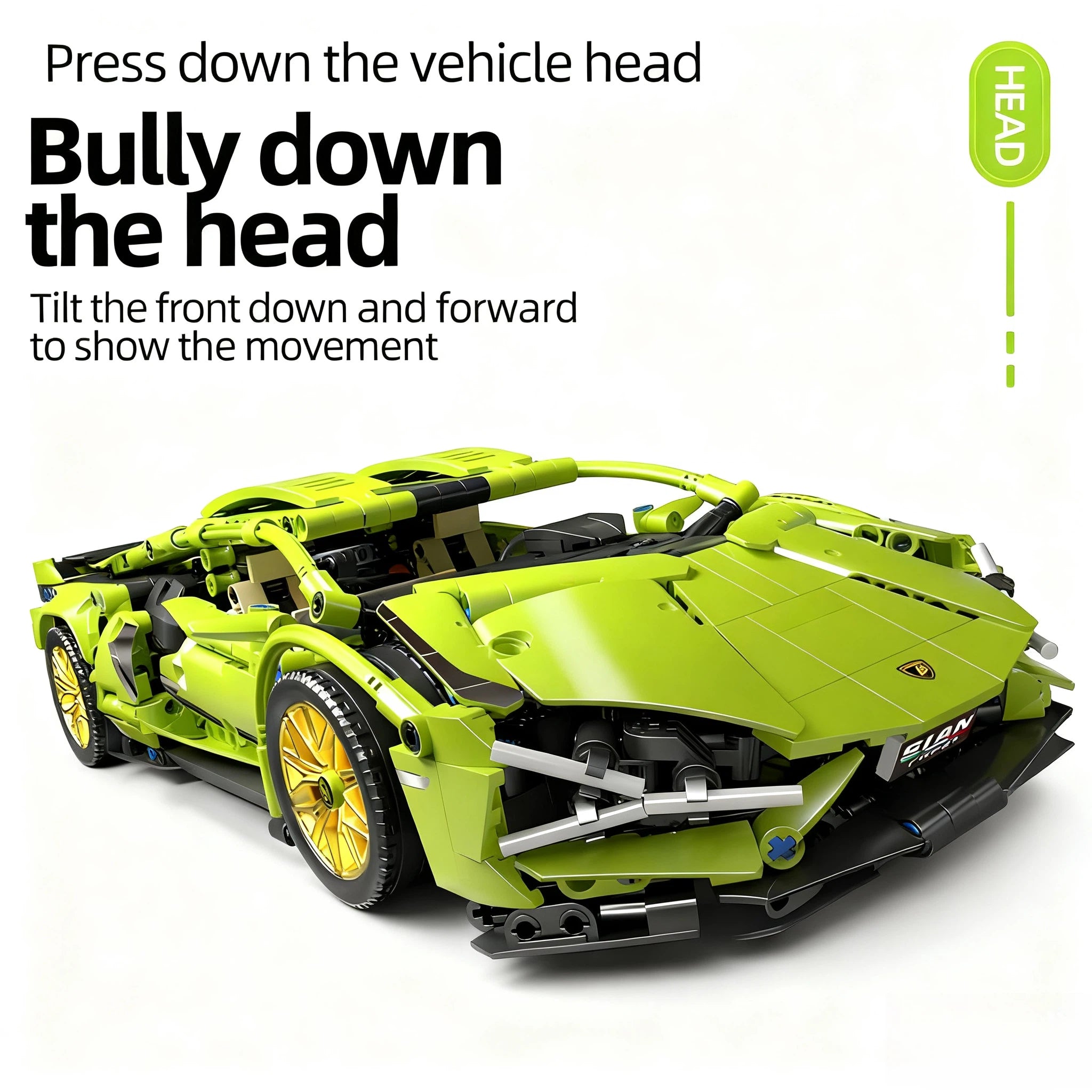 1:14 Green Bull Supercar Building Set – 1280pcs
