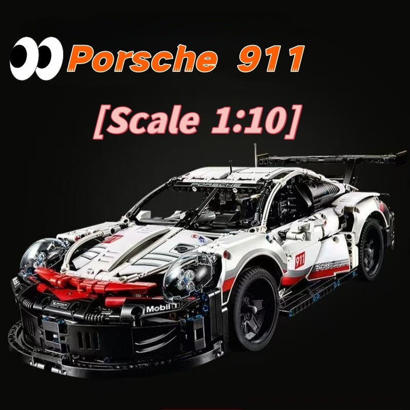 1580 PCS Technic Porsche 911 RSR Supercar - 1:10 Scale Large Building Set