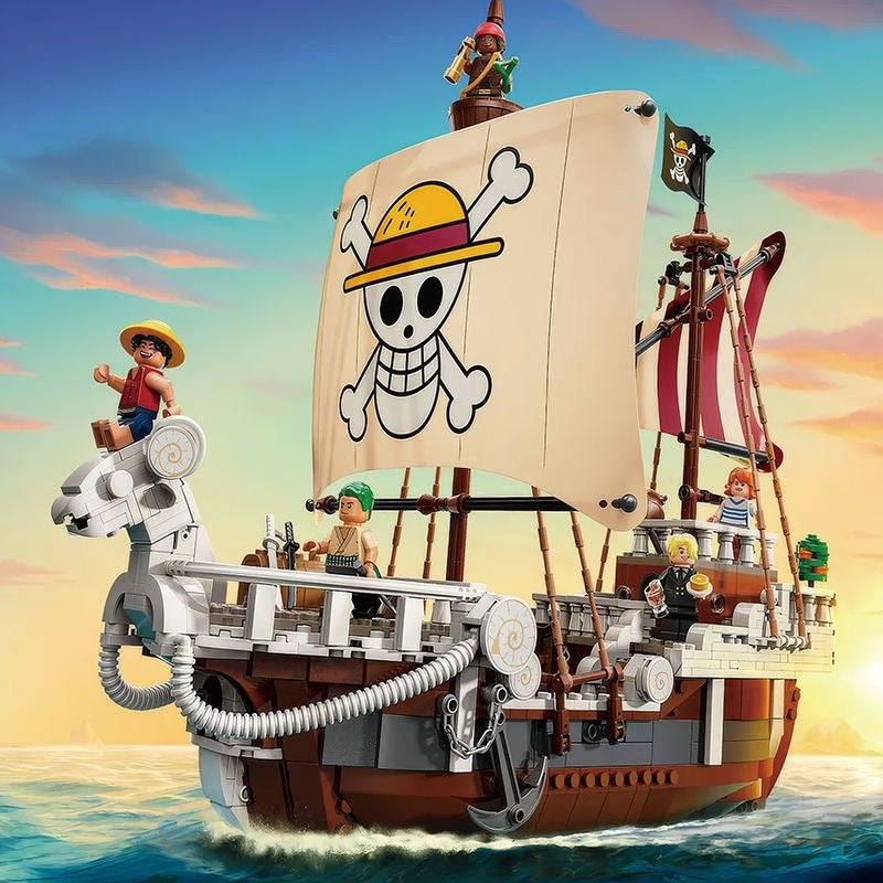 One Piece Going Merry Pirate Ship Building Block Set – 1376 Pcs | 6 Minifigures | Netflix Series
