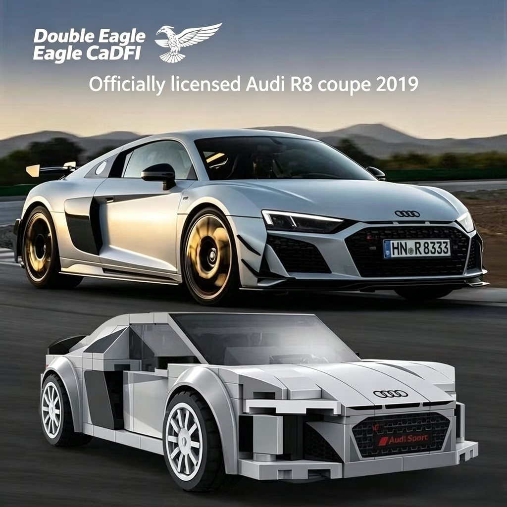 Audi R8 Coupe 199pcs Building Blocks | 1:24 Scale Speed Champion Brick Car Model | Best Gift for Audi Fans & Car Lovers