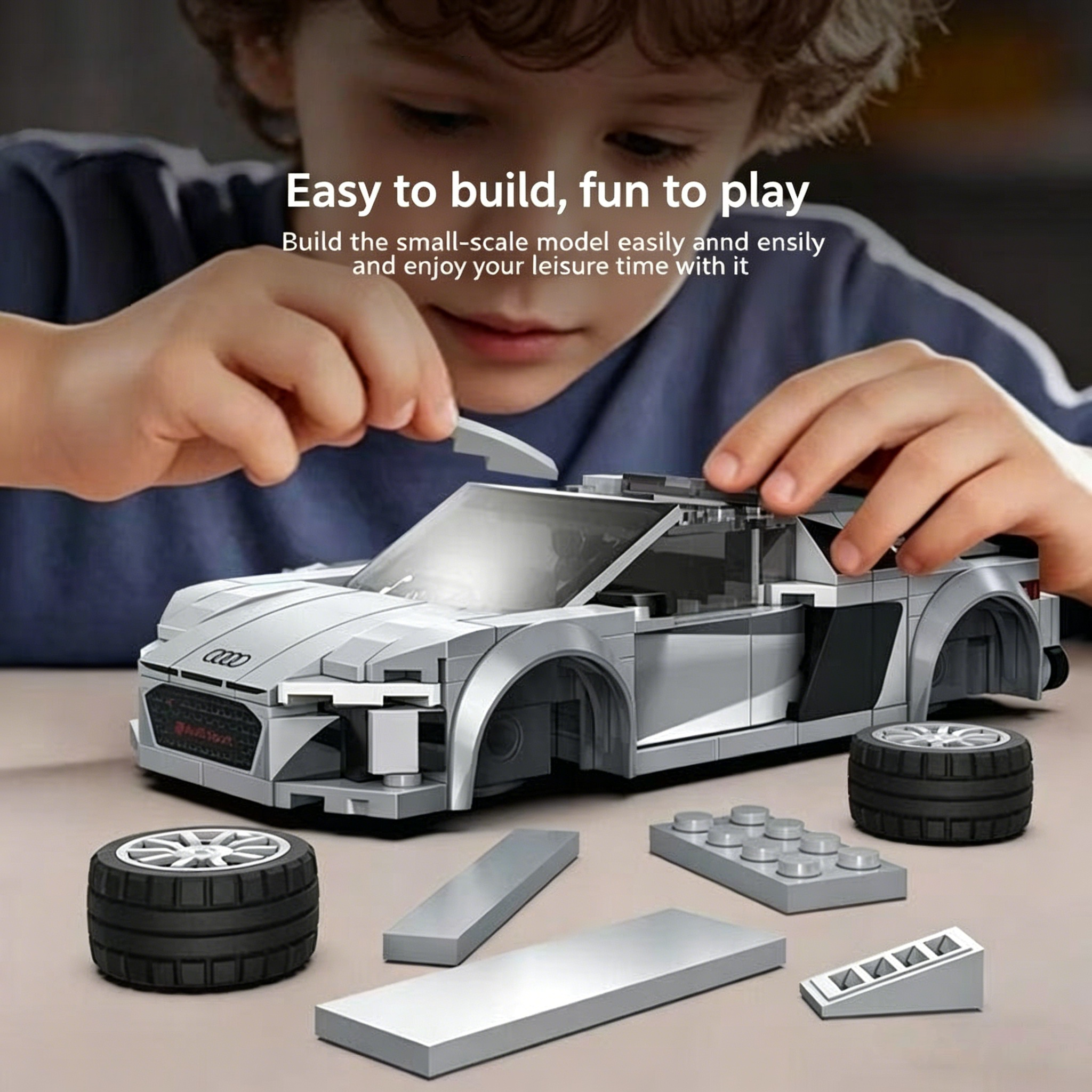 Audi R8 Coupe 199pcs Building Blocks | 1:24 Scale Speed Champion Brick Car Model | Best Gift for Audi Fans & Car Lovers
