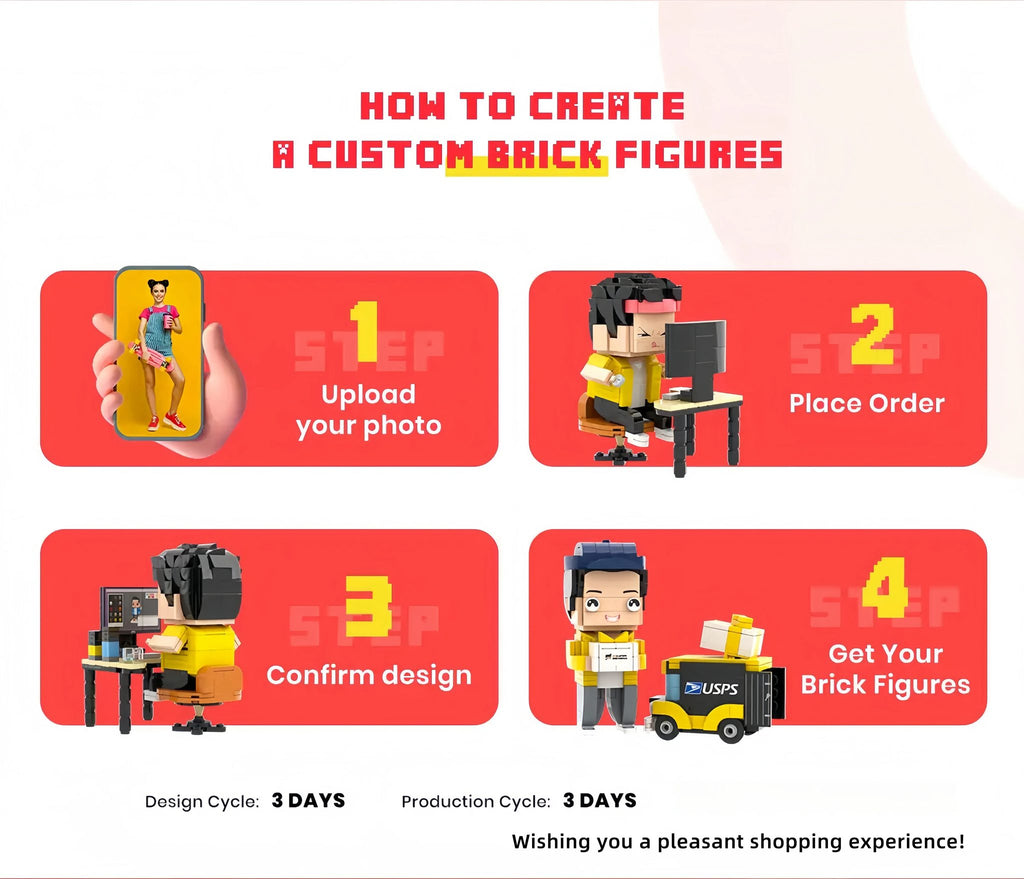 Custom Brick Figure | Personalized Minifigure from Your and Your Friend's Photo