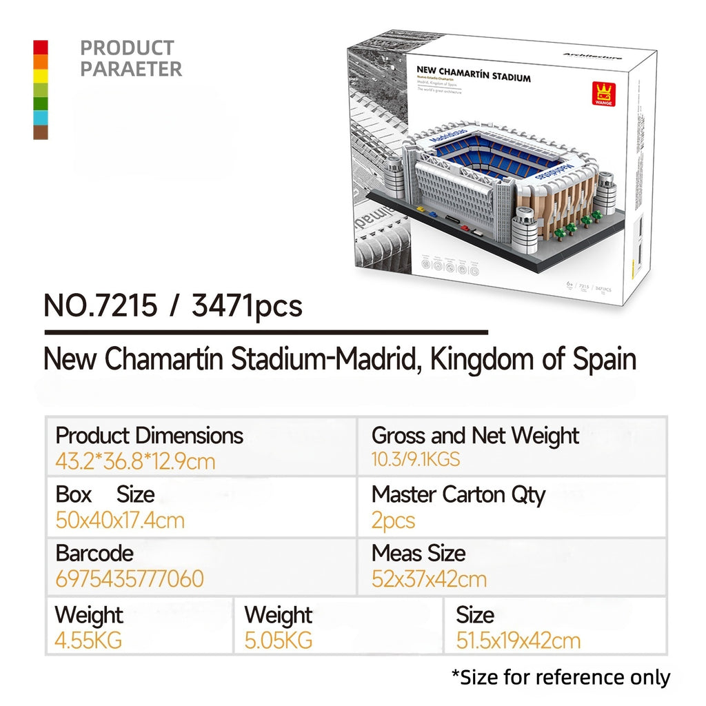 Real Madrid Bernabéu Stadium Building Blocks Set | 3471pcs Iconic Architecture Model Kit | Premium Football Landmark Collection