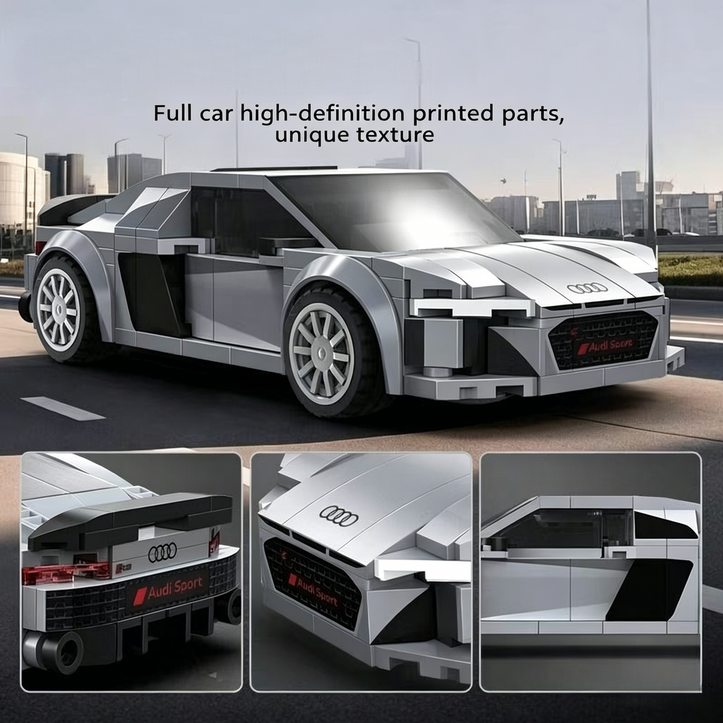 Audi R8 Coupe 199pcs Building Blocks | 1:24 Scale Speed Champion Brick Car Model | Best Gift for Audi Fans & Car Lovers