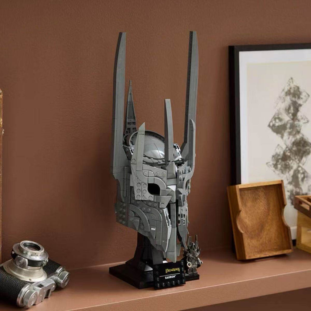 Lord of the Rings: Sauron Helmet Building Block Set – 538 Pcs | Life-Scale Display Bust | Sauron Minifigure