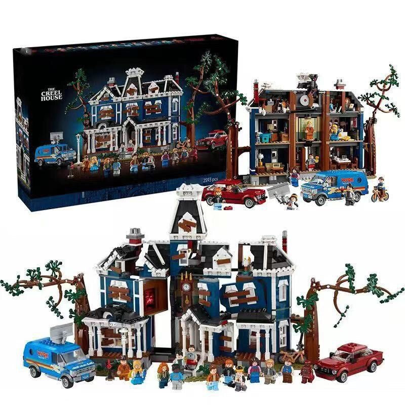 Stranger Things Haunted Mansion Building Block Set – Multi-Level Modular House with Minifigures