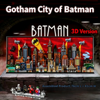 Batman: The Animated Series – Gotham City Skyline Building Block Set | 76cm Wall Display | 4 Minifigures