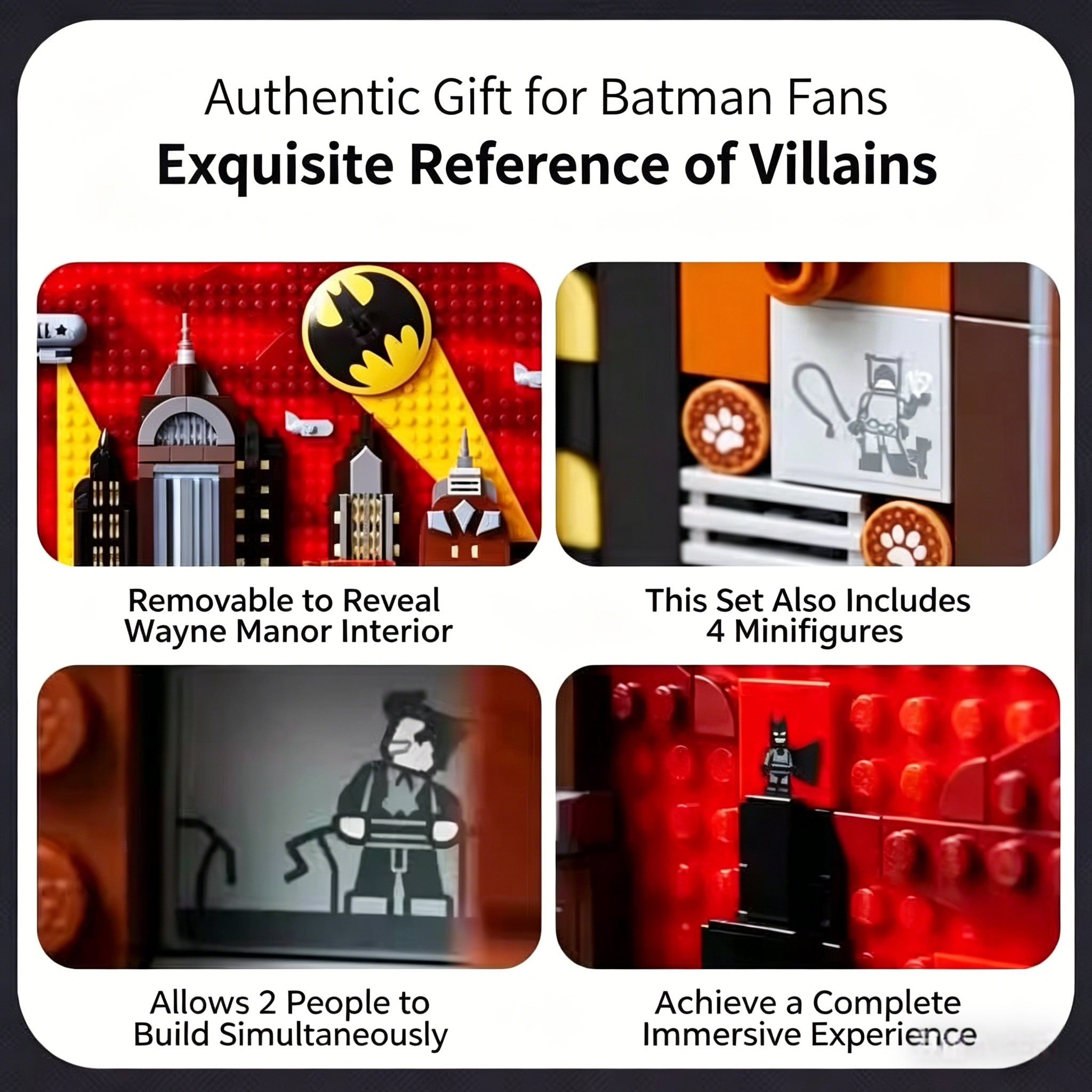Batman: The Animated Series – Gotham City Skyline Building Block Set | 76cm Wall Display | 4 Minifigures