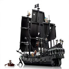 Black Pearl Pirate Ship Building Block Set – 2862 Pcs | Full Black Sails | Multiple Minifigures & Rowboat