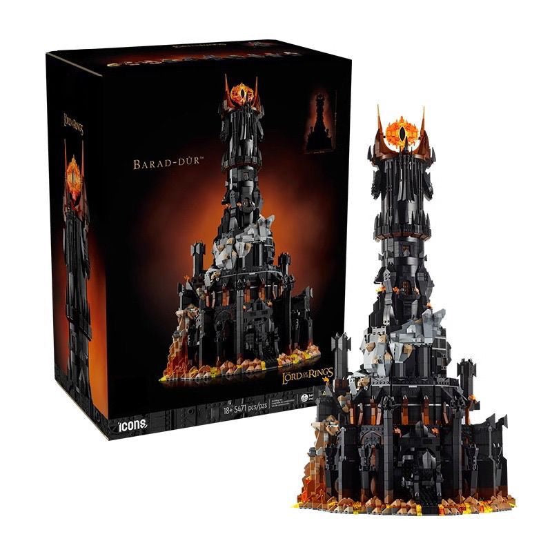 Lord of the Rings: Barad-dûr Dark Tower Building Block Set – 5471 Pcs | Light-Up Eye of Sauron | 5-Floor Interior
