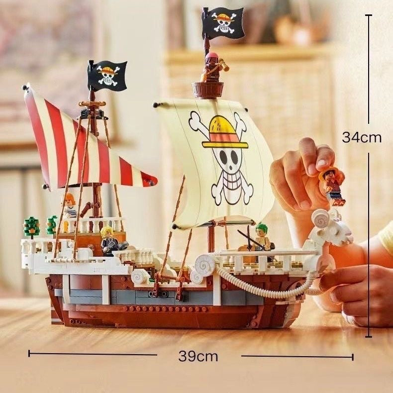 One Piece Going Merry Pirate Ship Building Block Set – 1376 Pcs | 6 Minifigures | Netflix Series
