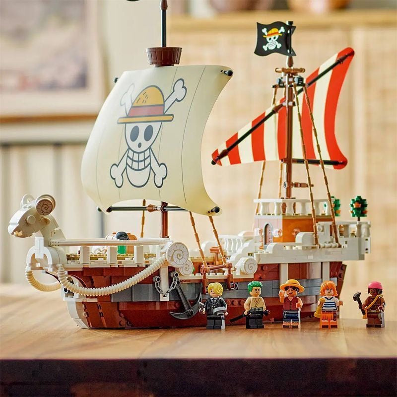 One Piece Going Merry Pirate Ship Building Block Set – 1376 Pcs | 6 Minifigures | Netflix Series
