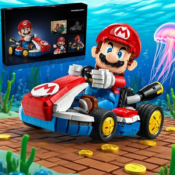 Mario Kart Building Block Set – Large-Scale Mario Figure with Iconic Racing Kart